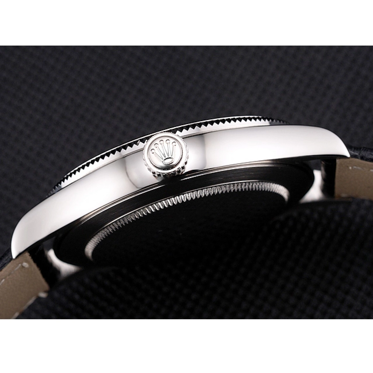 Aaa replica watch Rolex Steel Dial White Strap Stainless Leather Swiss Datejust Black Case 0803